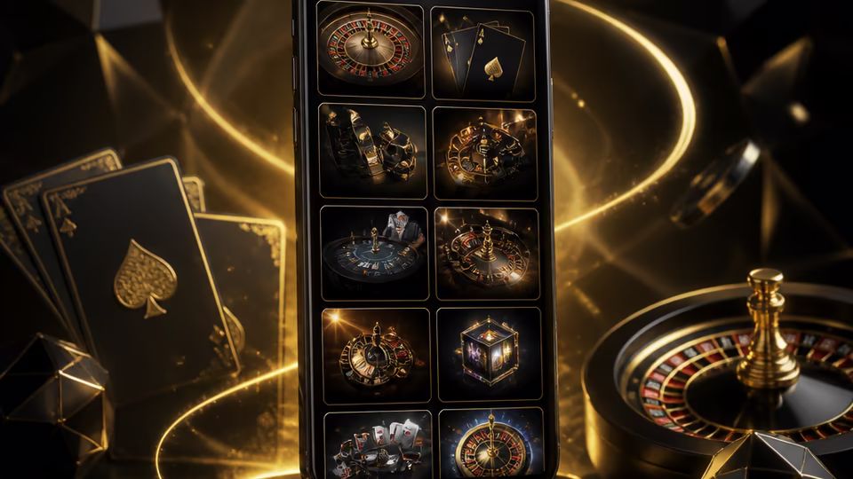 Écran mobile avec tuiles de jeux abstraites pour le mode démo