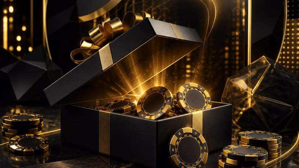 Coffret ouvert et jetons pour la vérification du bonus sans dépôt